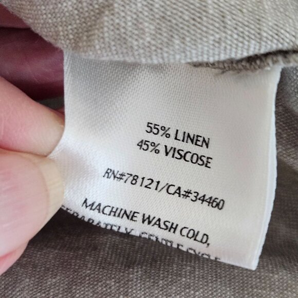 Eileen Fisher Washed Linen Tie Jacket Sz XL Beige Open Front Lagenlook Italian - Picture 7 of 10